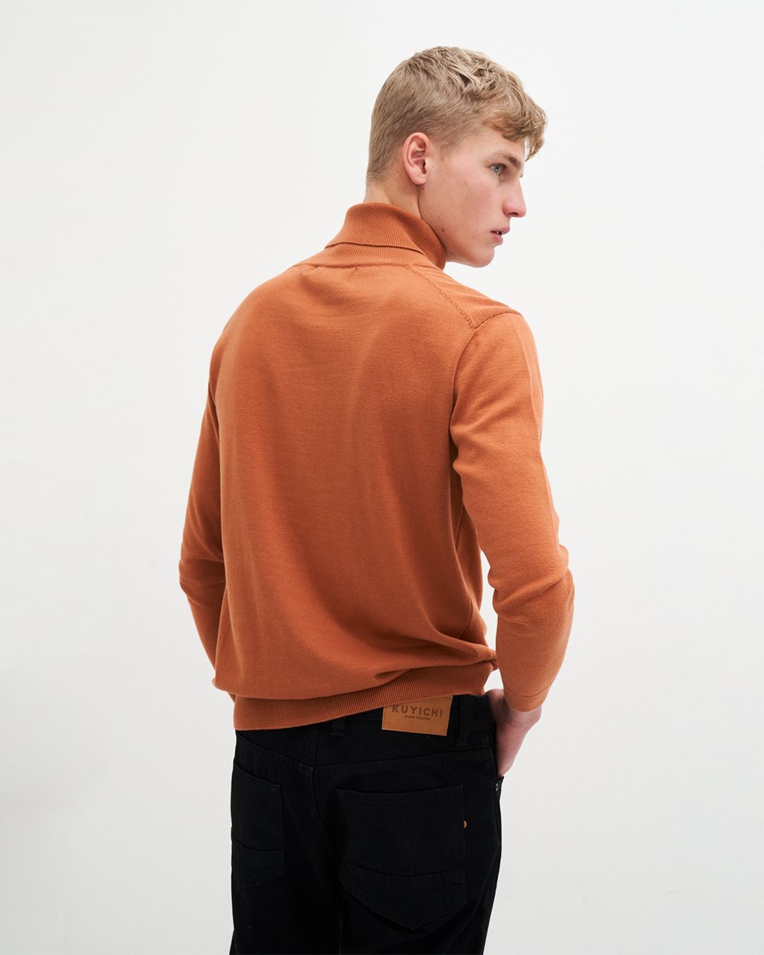 Pull col roulé en coton bio | orange 'thomas turtleneck - warm rust'