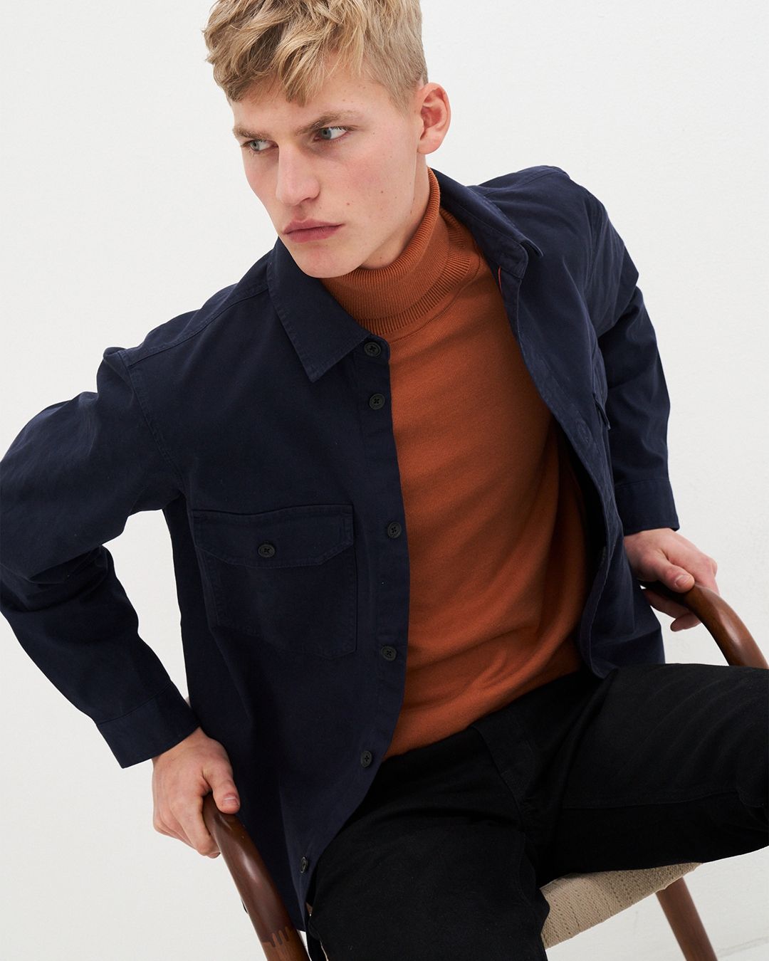 Pull col roulé en coton bio | orange 'thomas turtleneck - warm rust'