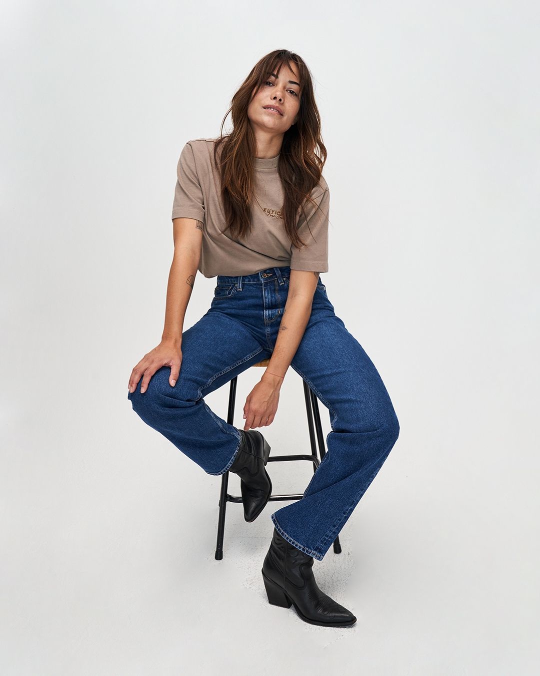 Jean droit en coton bio | bleu brut "Rosa Straight dark blue"