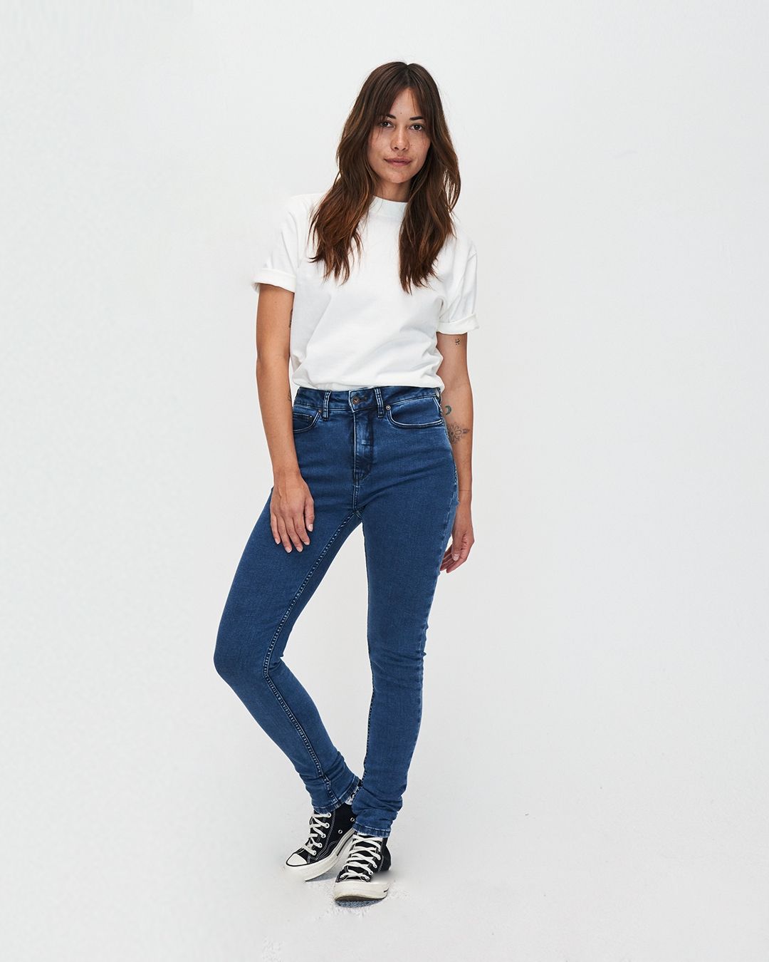 Jean skinny en coton bio | bleu brut "lizzy super skinny smokey blue"