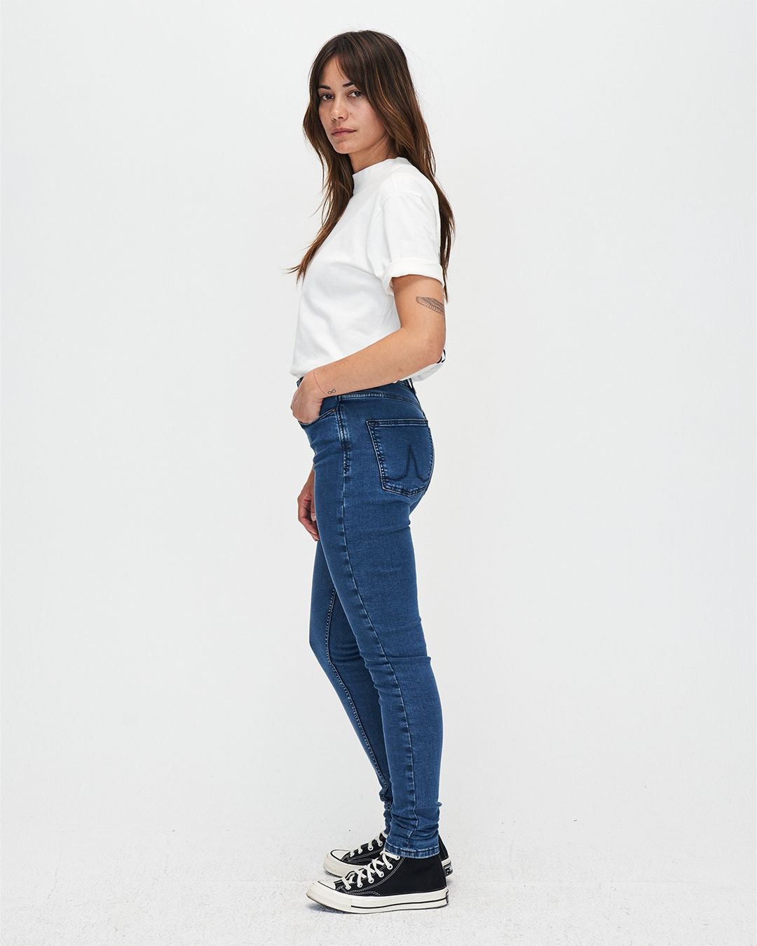 Jean skinny en coton bio | bleu brut "lizzy super skinny smokey blue"