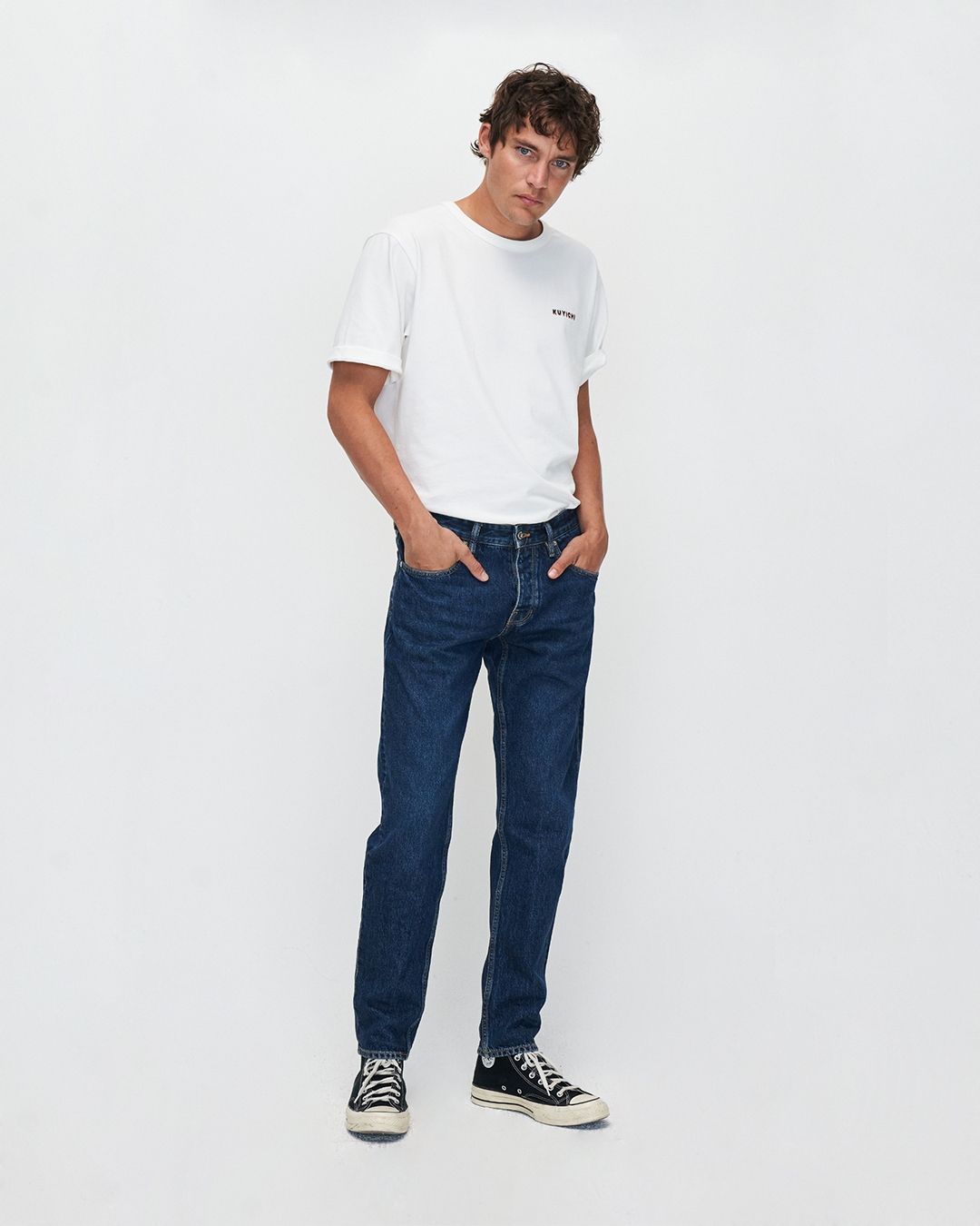 Jean slim en coton bio | bleu brut "codie tapered kind of blue"