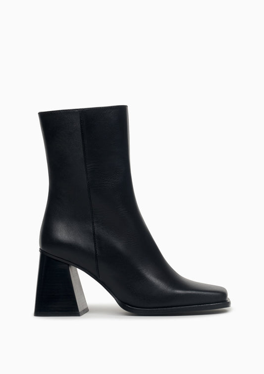 Bottines à talon en cuir certifié | noir "semaine noir - black"