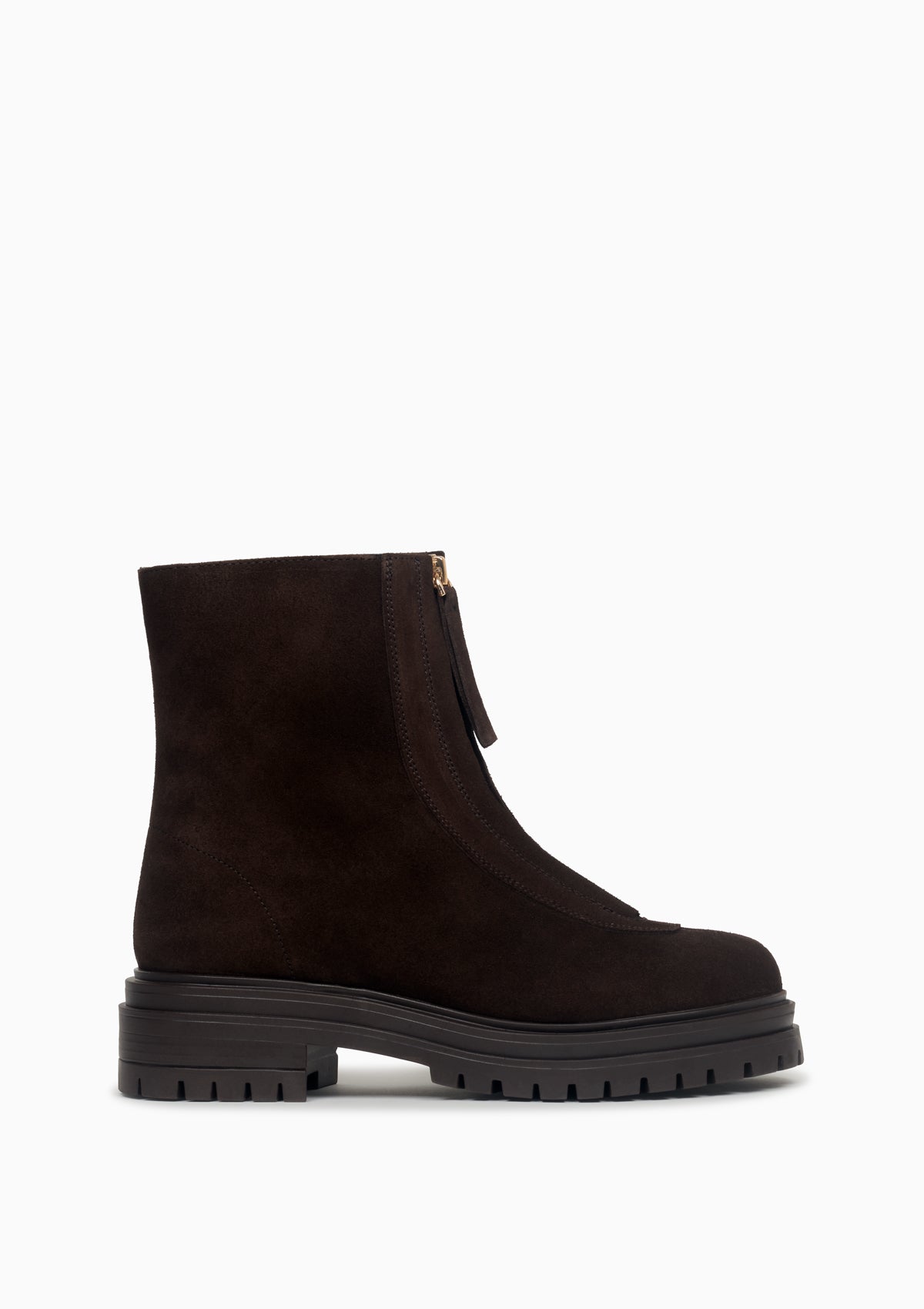 Bottines zippées en cuir croûte de velours certifié | Marron "je t'aime chocolat"