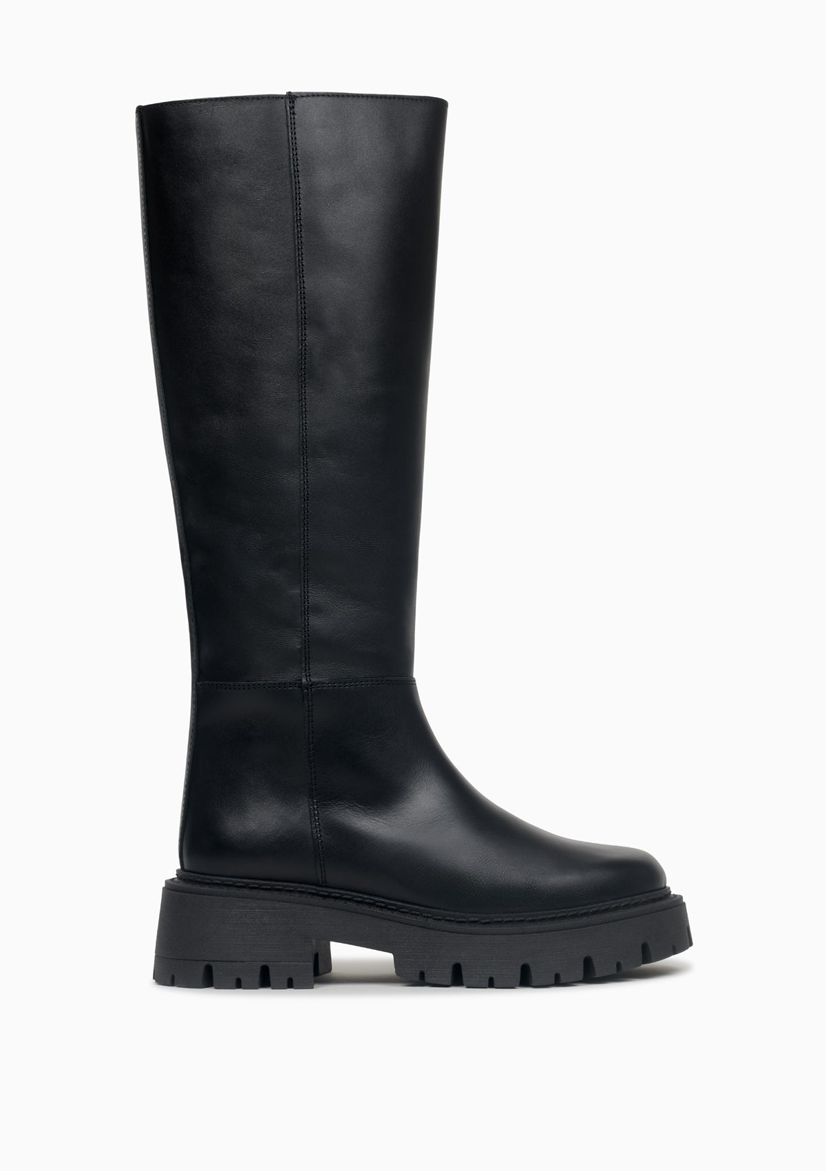 Bottes hautes en cuir certifié | Noir "pluie black"