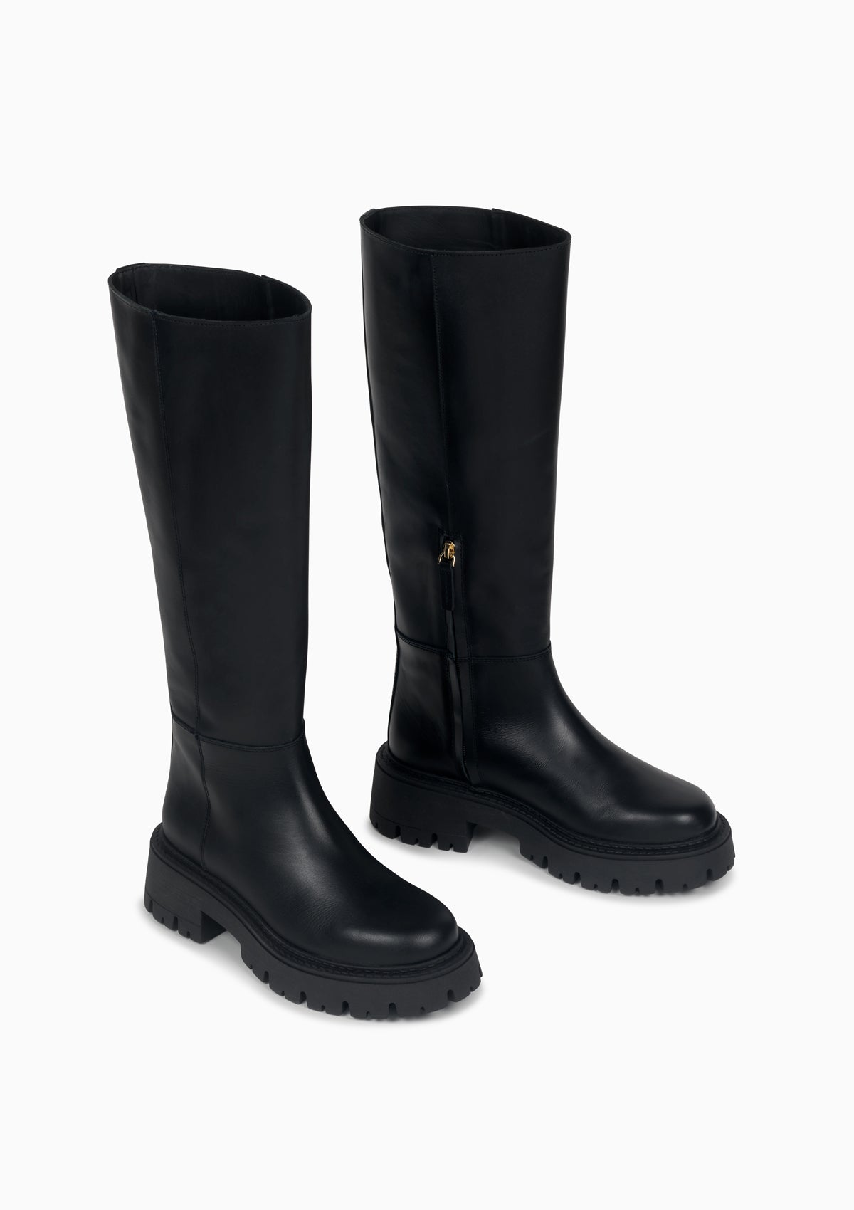 Bottes hautes en cuir certifié | Noir "pluie black"