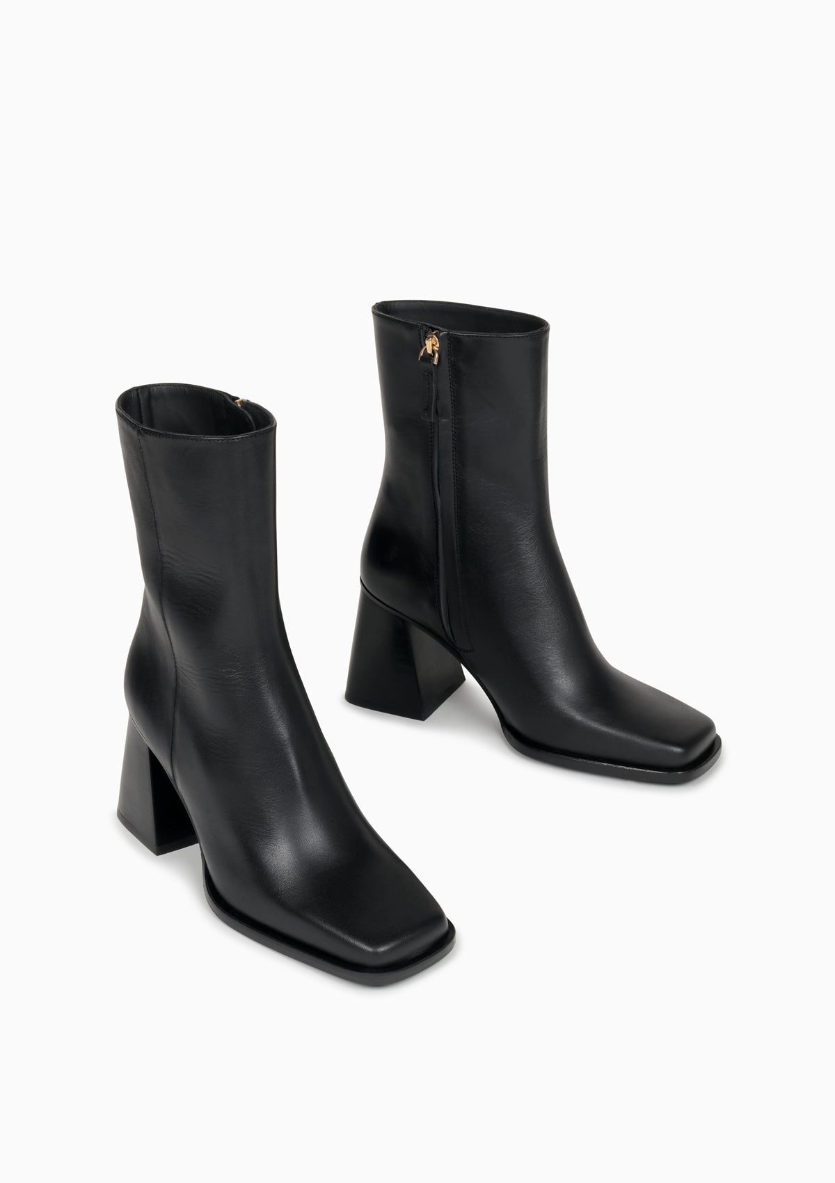 Bottines à talon en cuir certifié | noir "semaine noir - black"