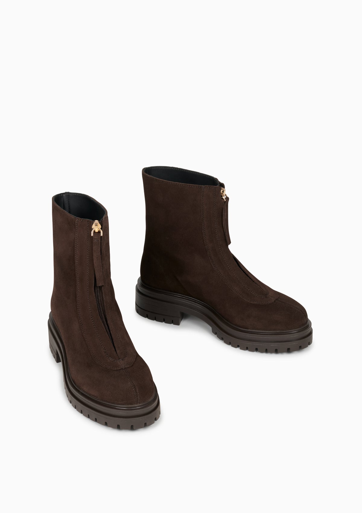 Bottines zippées en cuir croûte de velours certifié | Marron "je t'aime chocolat"
