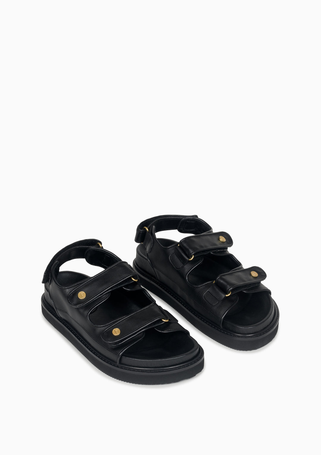 Sandales noires en cuir vegan - je m'en fous cactus noir