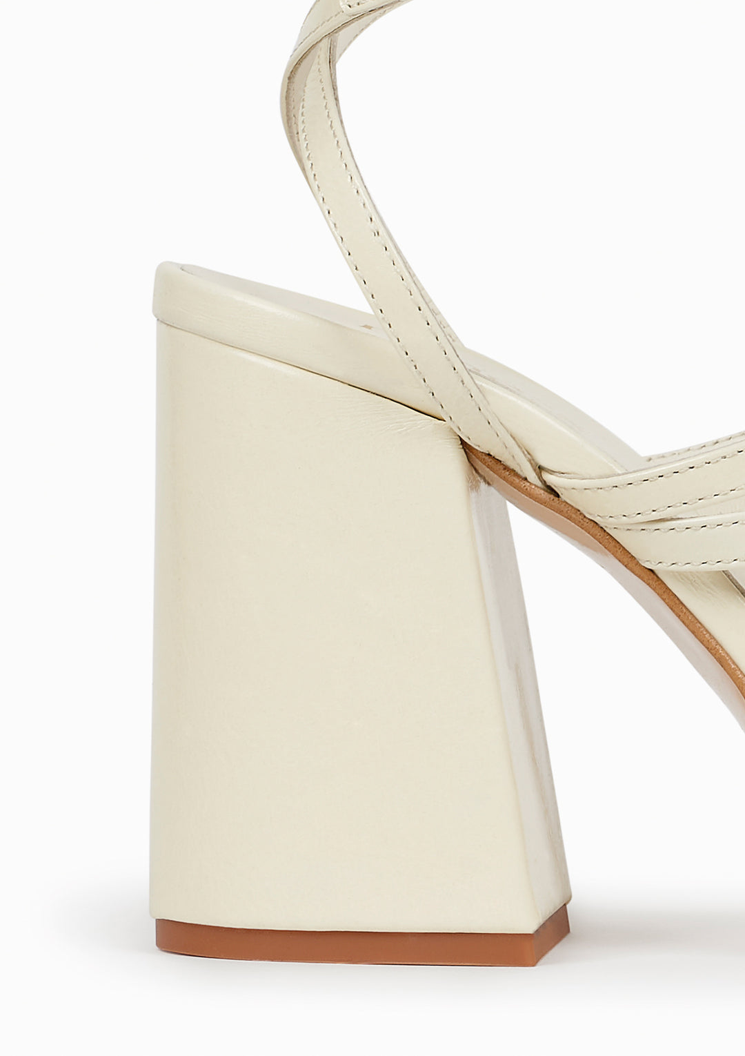 Sandales à talons écrues en cuir certifié - disco panacotta