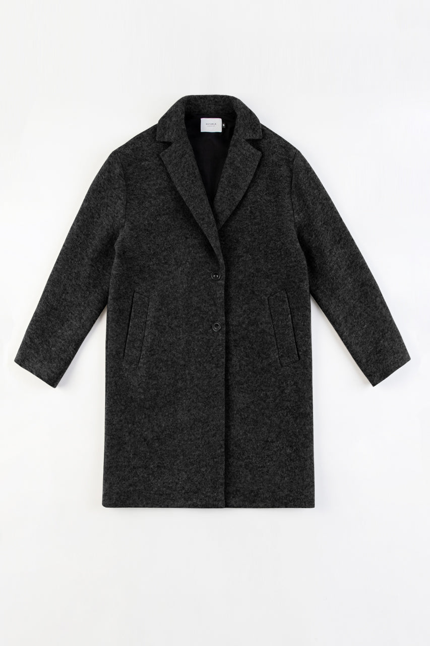 Manteau long en laine et coton bio | gris anthracite "wool formal overcoat anthracite"