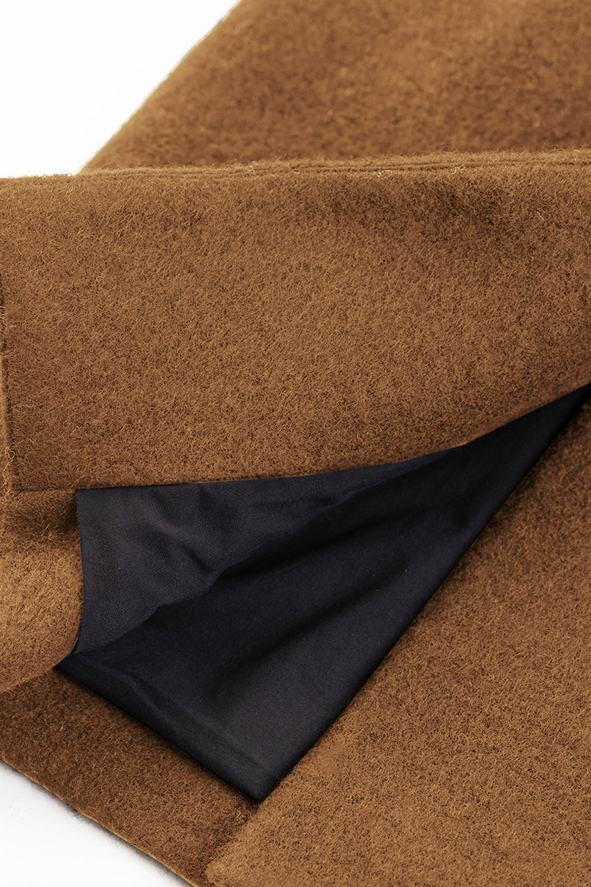 Manteau long en laine et coton bio | camel "wool formal overcoat walnut"