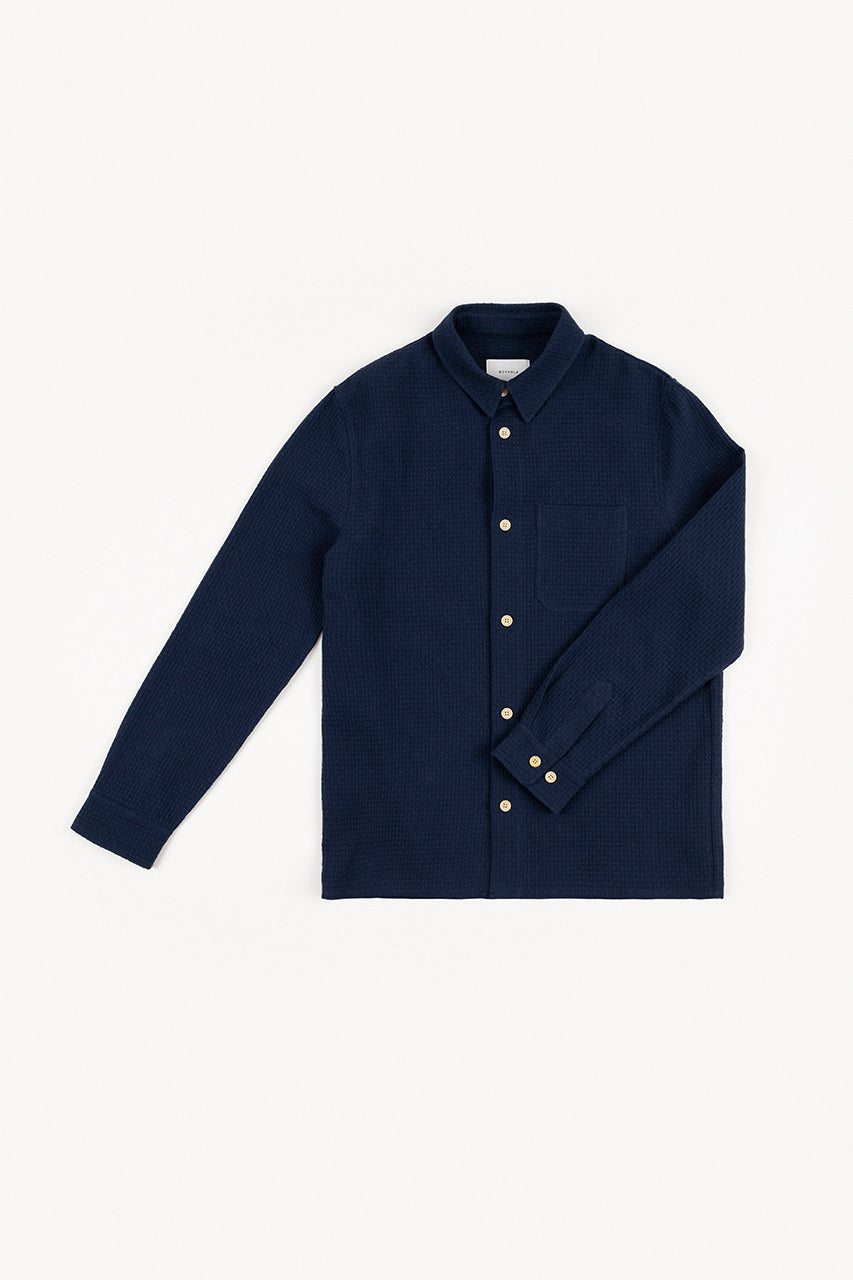 Chemise en sergé de coton bio | Marine "casual shirt navy"