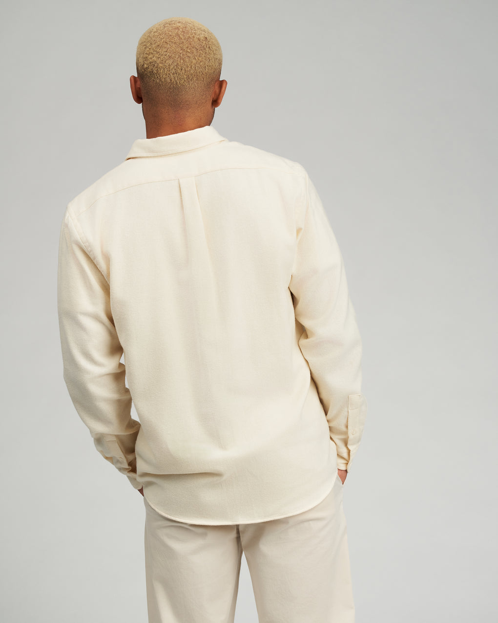 Chemise en coton bio | Écru "flannel shirt ivory white"