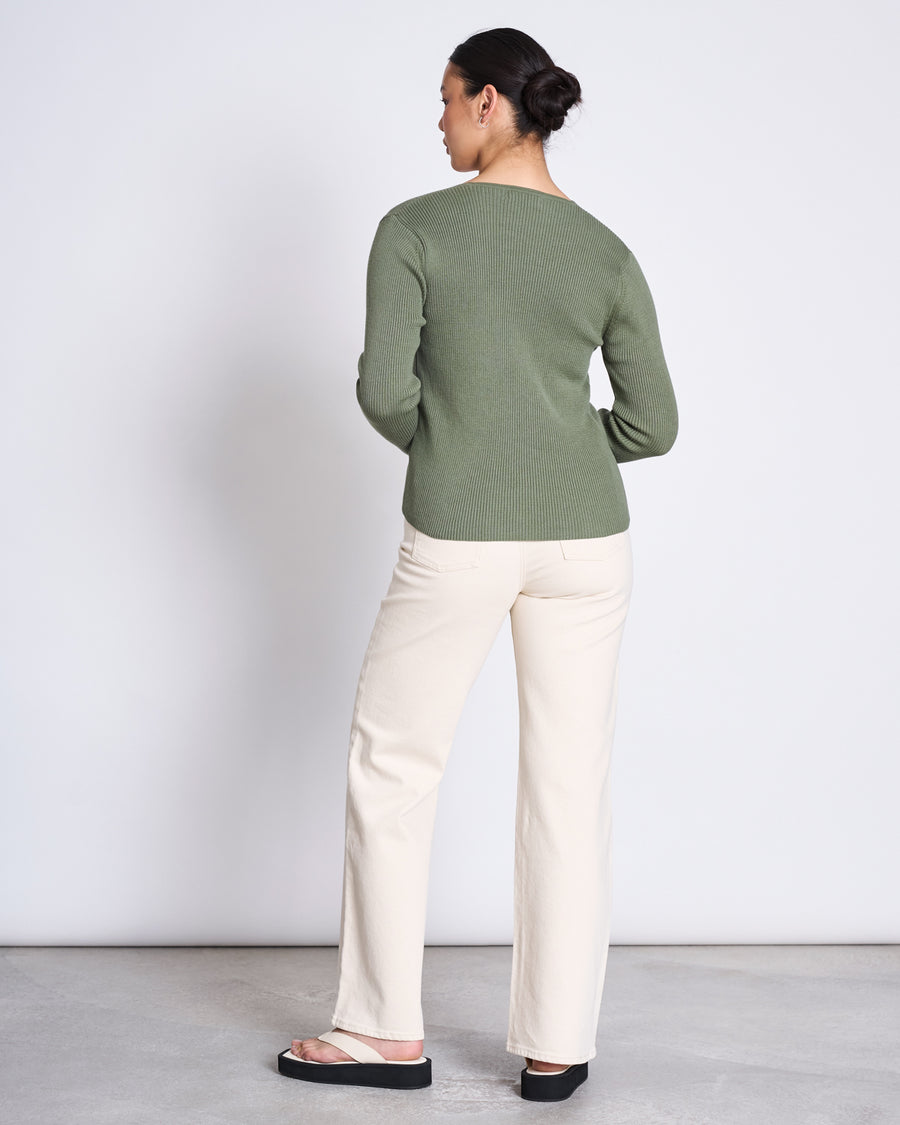 Cardigan à nouer en coton bio | vert "tangy sea spray"