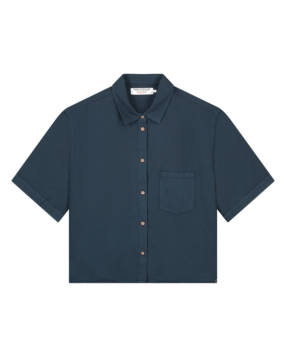 Chemiser marine en coton bio et lin - vivien blouse - dark navy