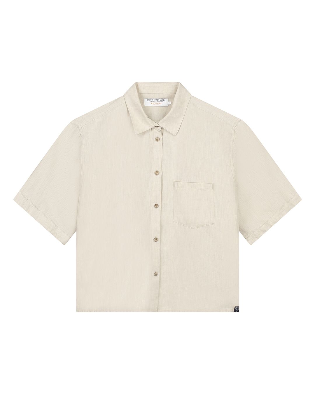 Chemiser beige en coton bio et lin - vivien blouse - light sand melange