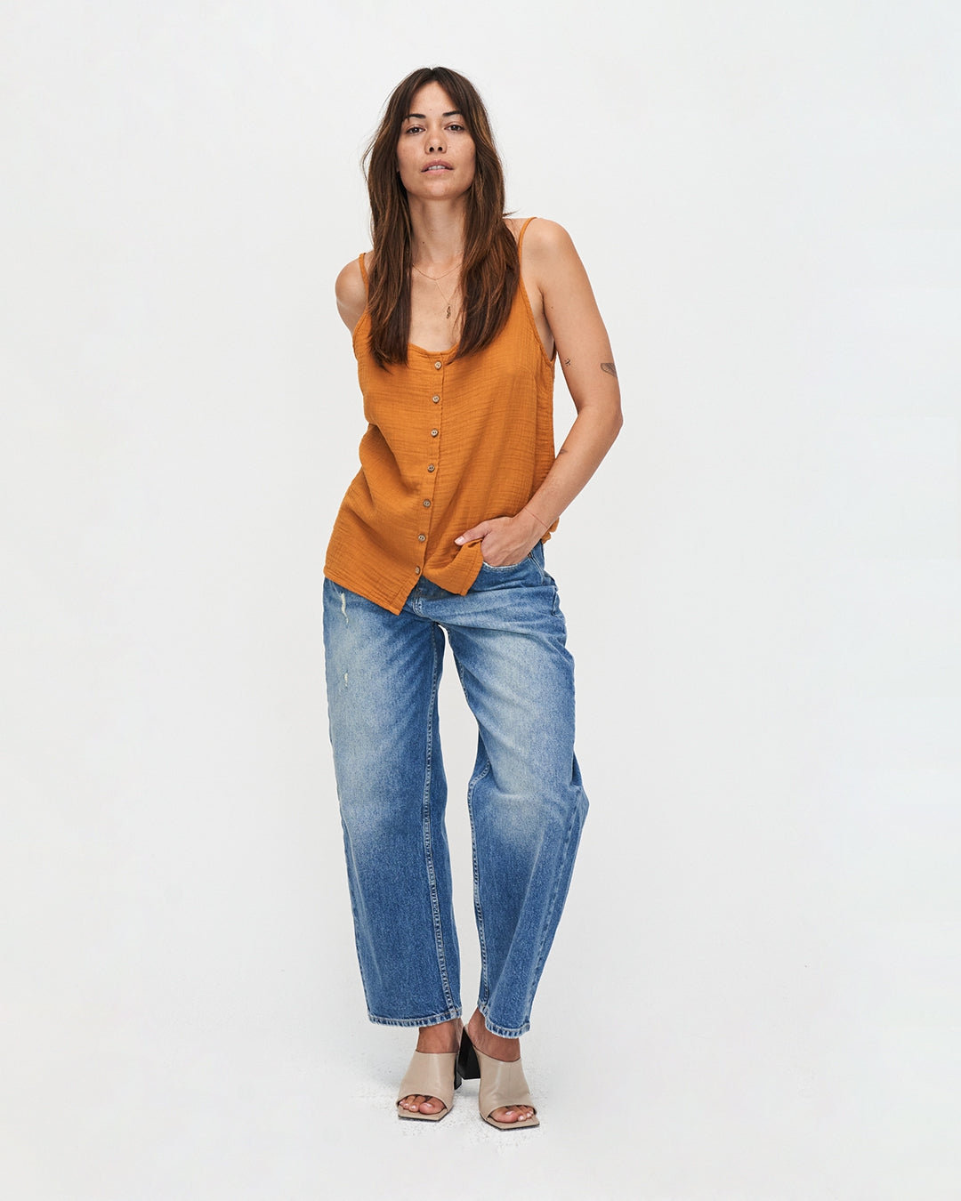 Top ocre en coton bio - taylor