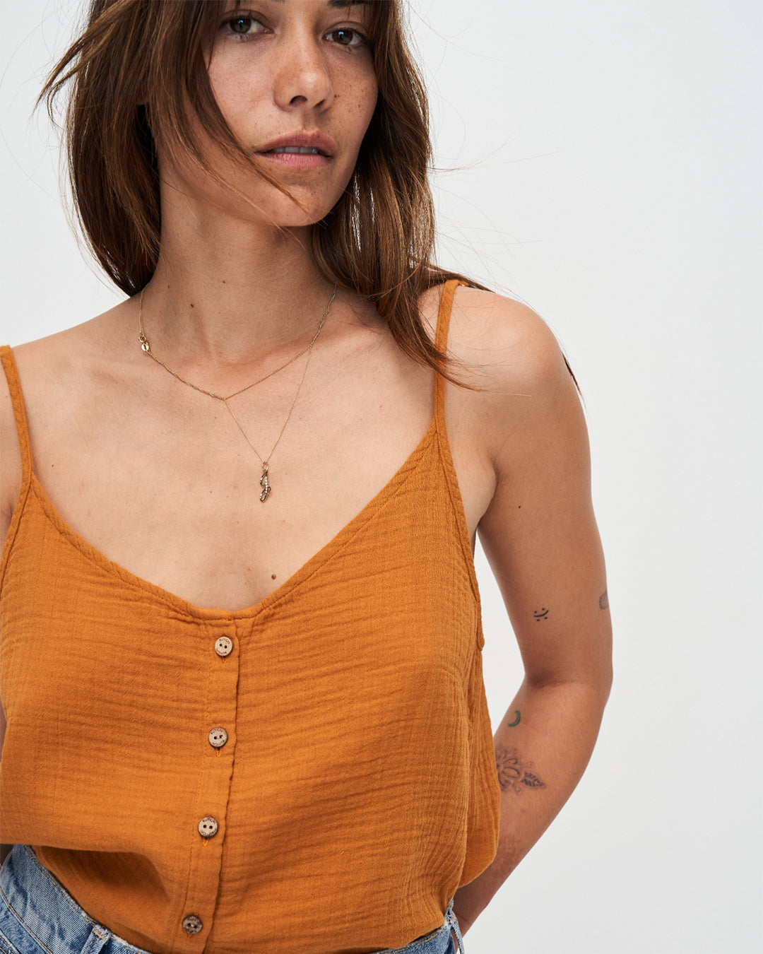 Top ocre en coton bio - taylor