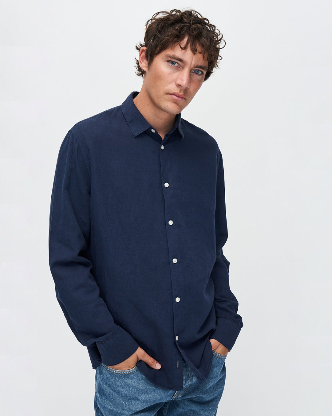 Chemise en lin et coton bio | Marine "nico shirt dark navy"