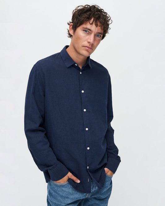 Chemise en lin et coton bio | Marine "nico shirt dark navy"