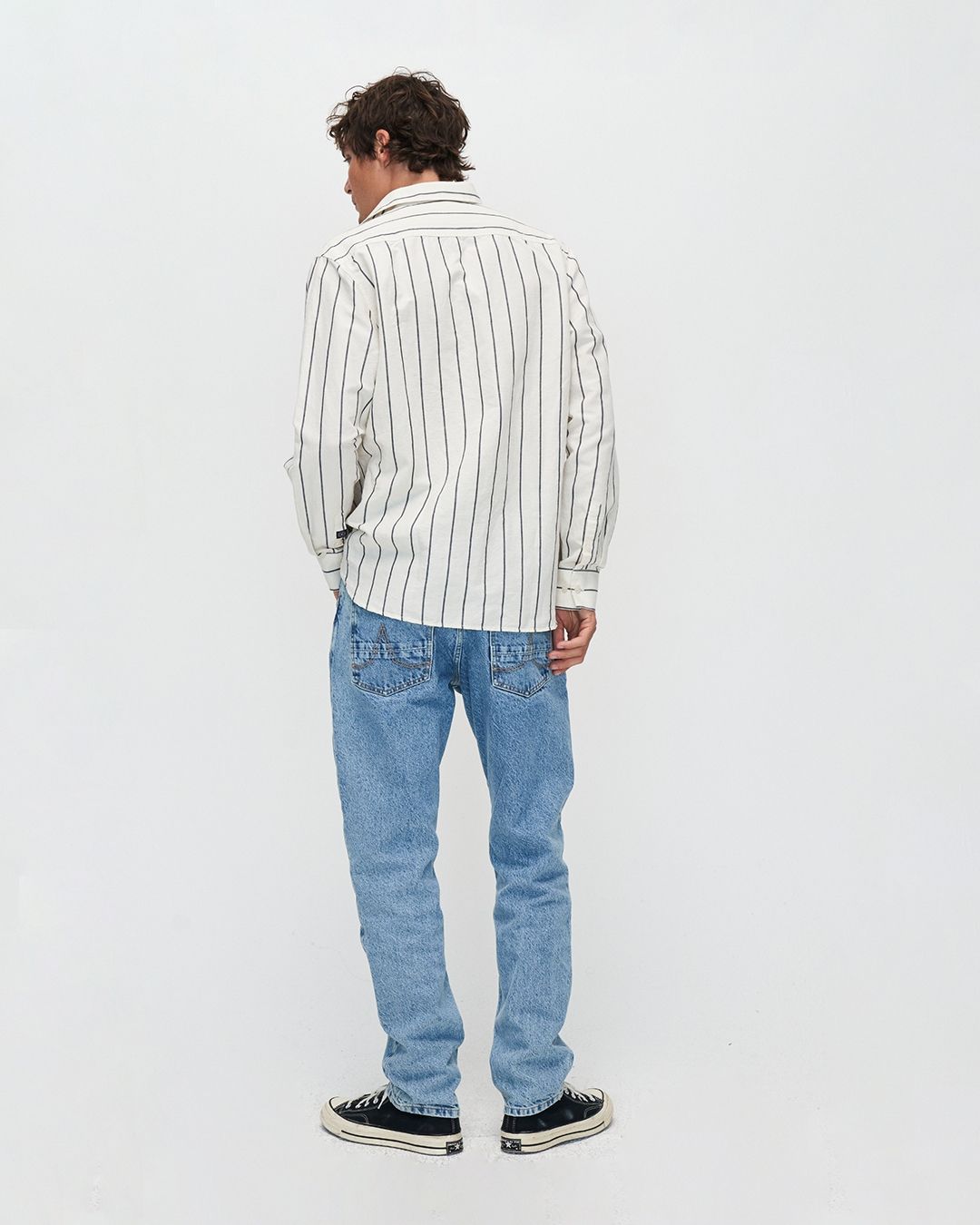 Chemise rayée en coton bio et lin - nicos shirt - off white
