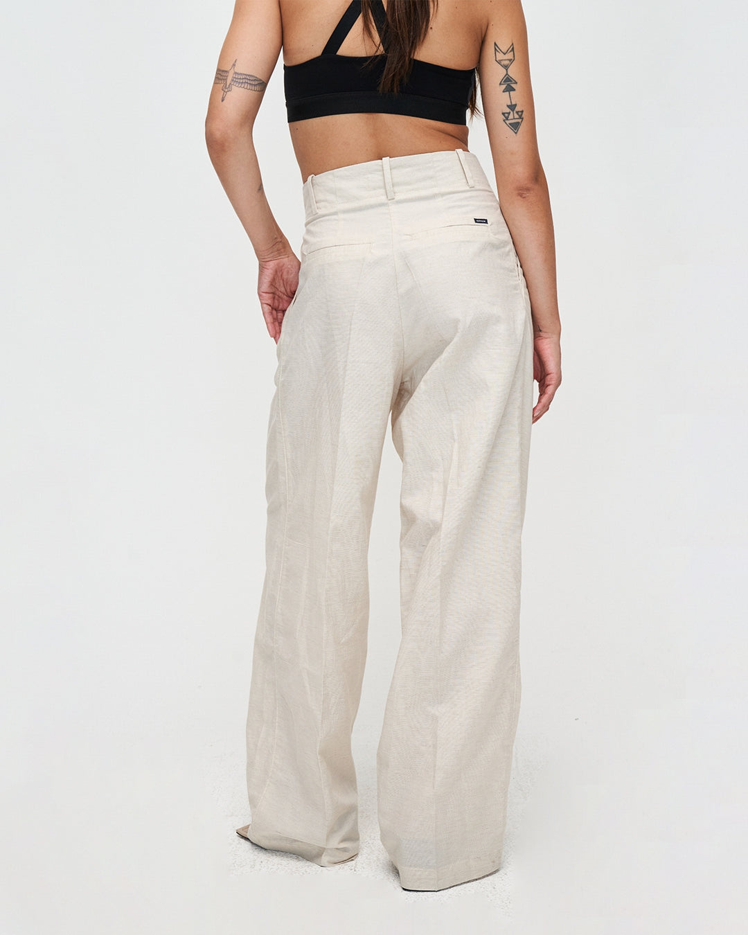 Pantalon en tencel, lin et coton bio | Écru "patty palazzo"