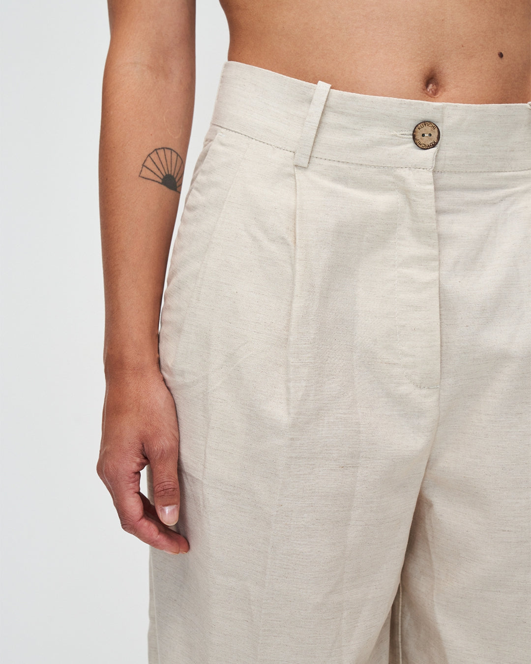 Pantalon en tencel, lin et coton bio | Écru "patty palazzo"