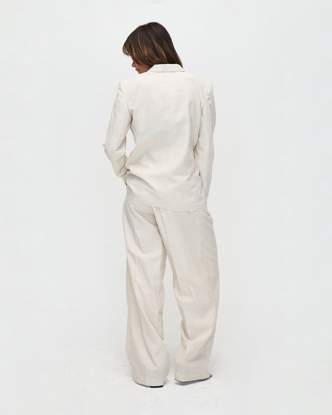 Pantalon en tencel, lin et coton bio | Écru "patty palazzo"