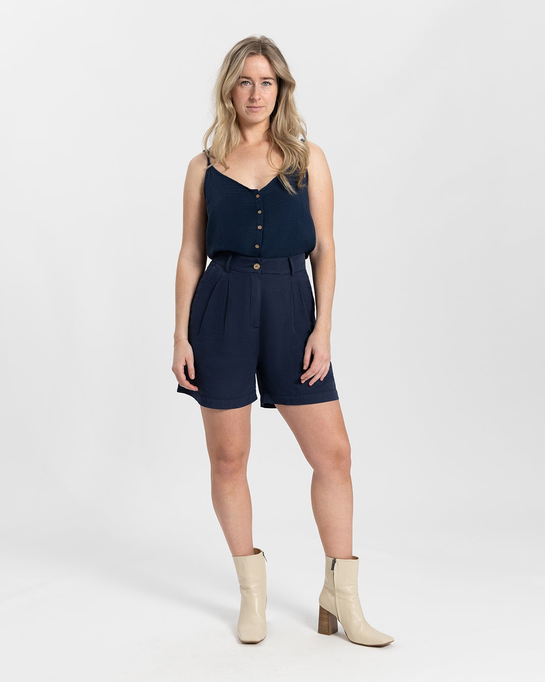 Short ample en coton bio | Bleu marine "sofia"