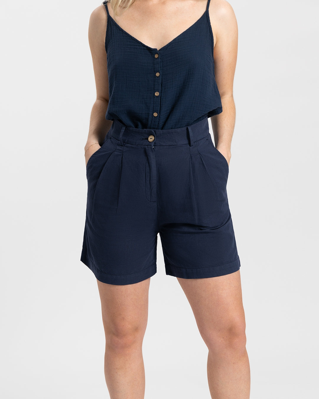 Short ample en coton bio | Bleu marine "sofia"