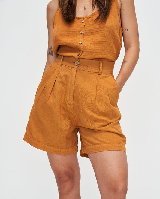 Short en lin et coton bio | Ocre "sofia shorts"