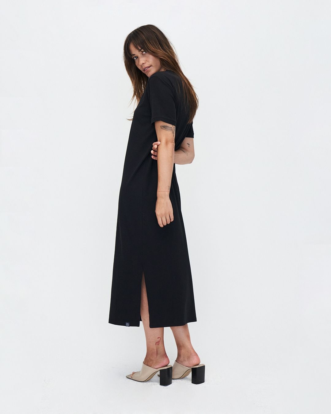 Robe longue noire en modal et coton bio - brandy dress - jet black