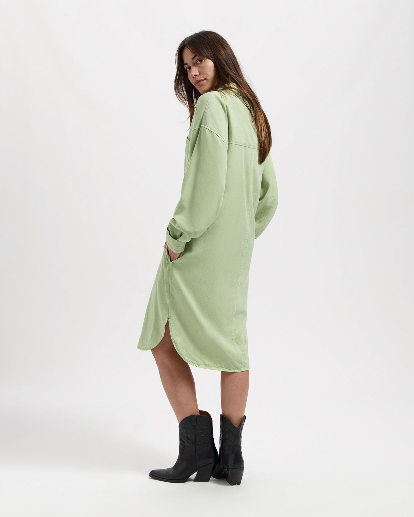 Robe chemise en tencel | Vert "sadie dress sage green"