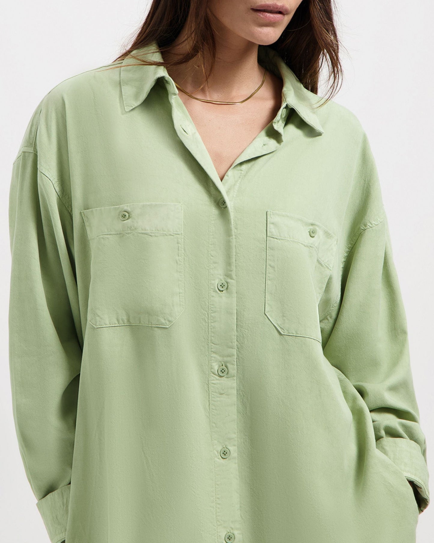Robe chemise en tencel | Vert "sadie dress sage green"