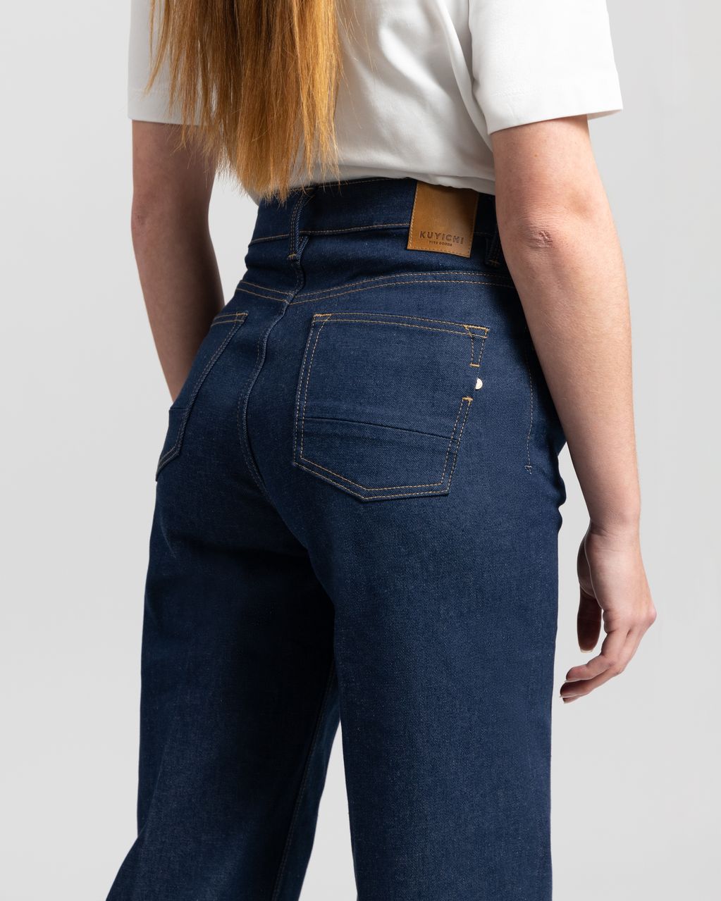 Jean ample en coton bio | bleu foncé "harper loose flare dry"