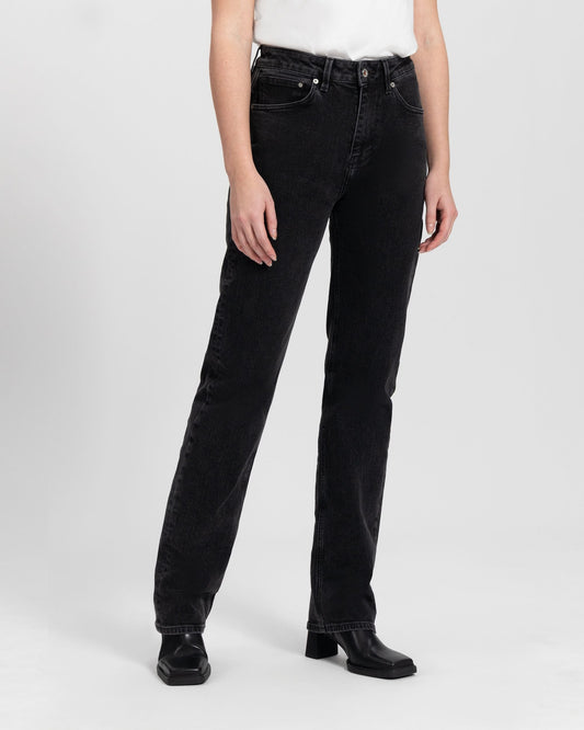 Jean droit en coton bio | noir "rosa straight vintage-black"
