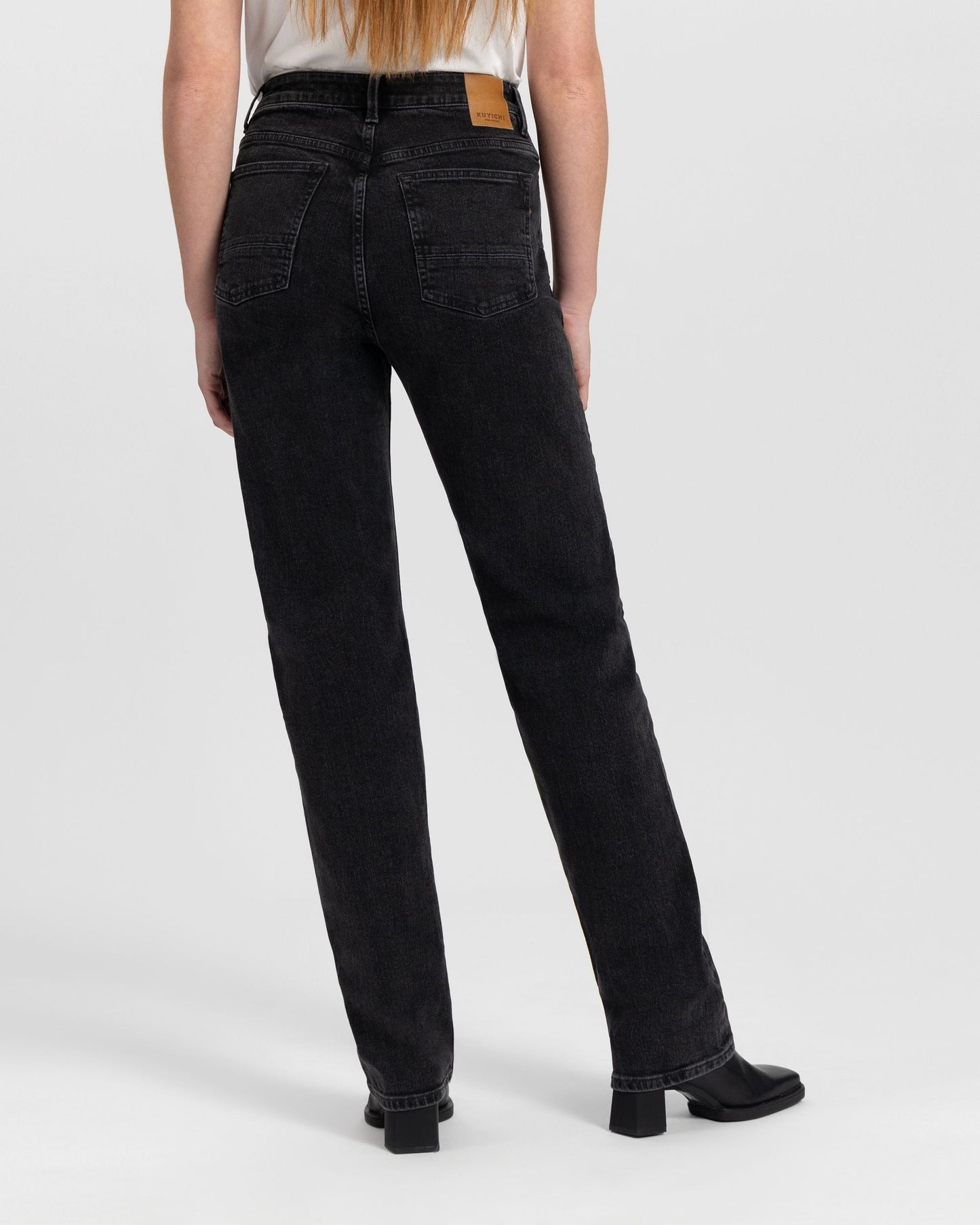 Jean droit en coton bio | noir "rosa straight vintage-black"