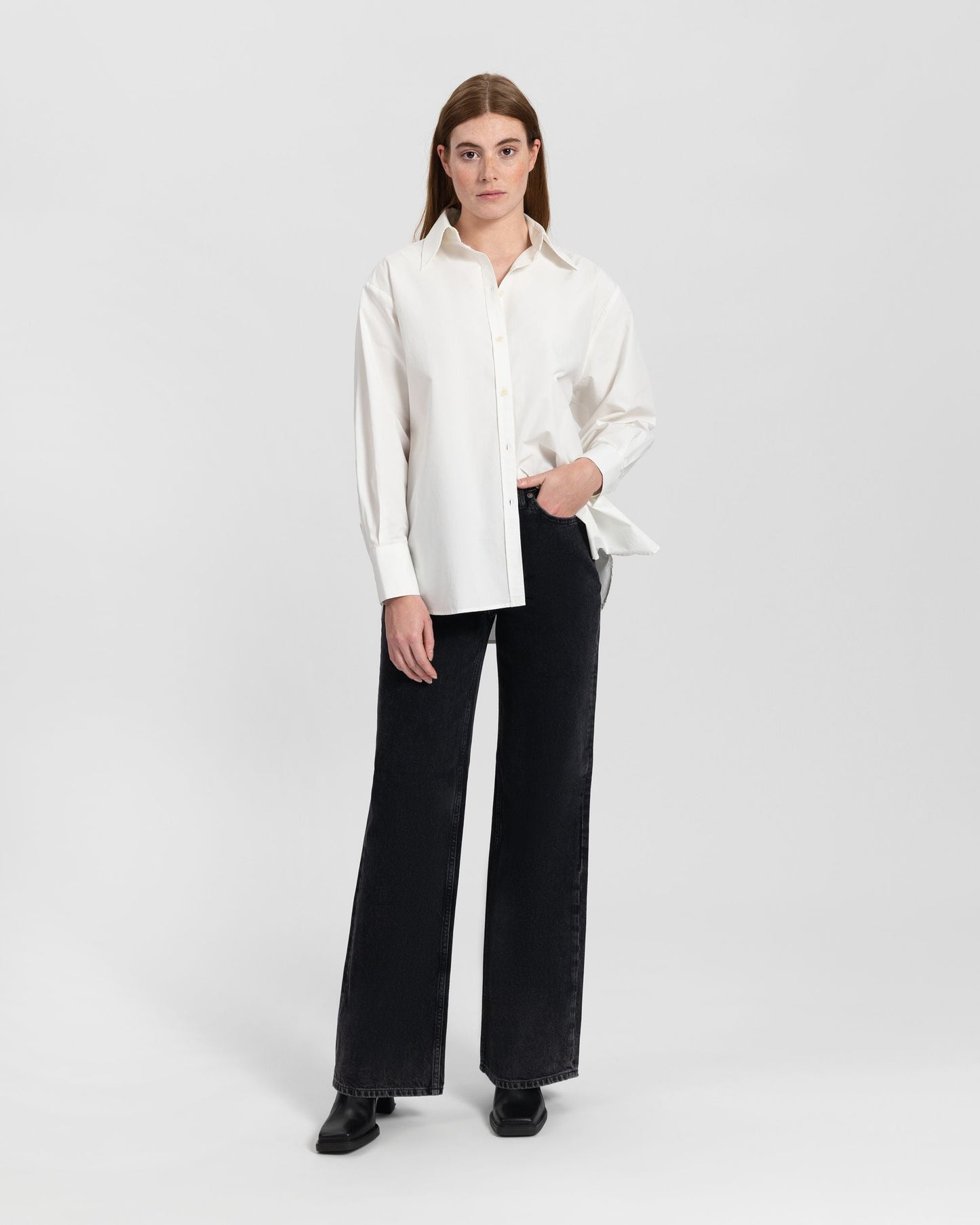 Jean ample en coton bio | noir "harper loose flare vintage black"