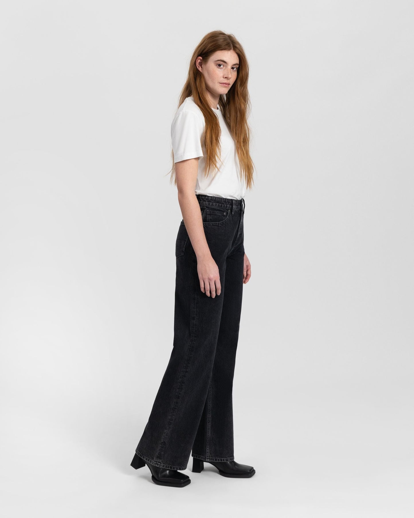 Jean ample en coton bio | noir "harper loose flare vintage black"