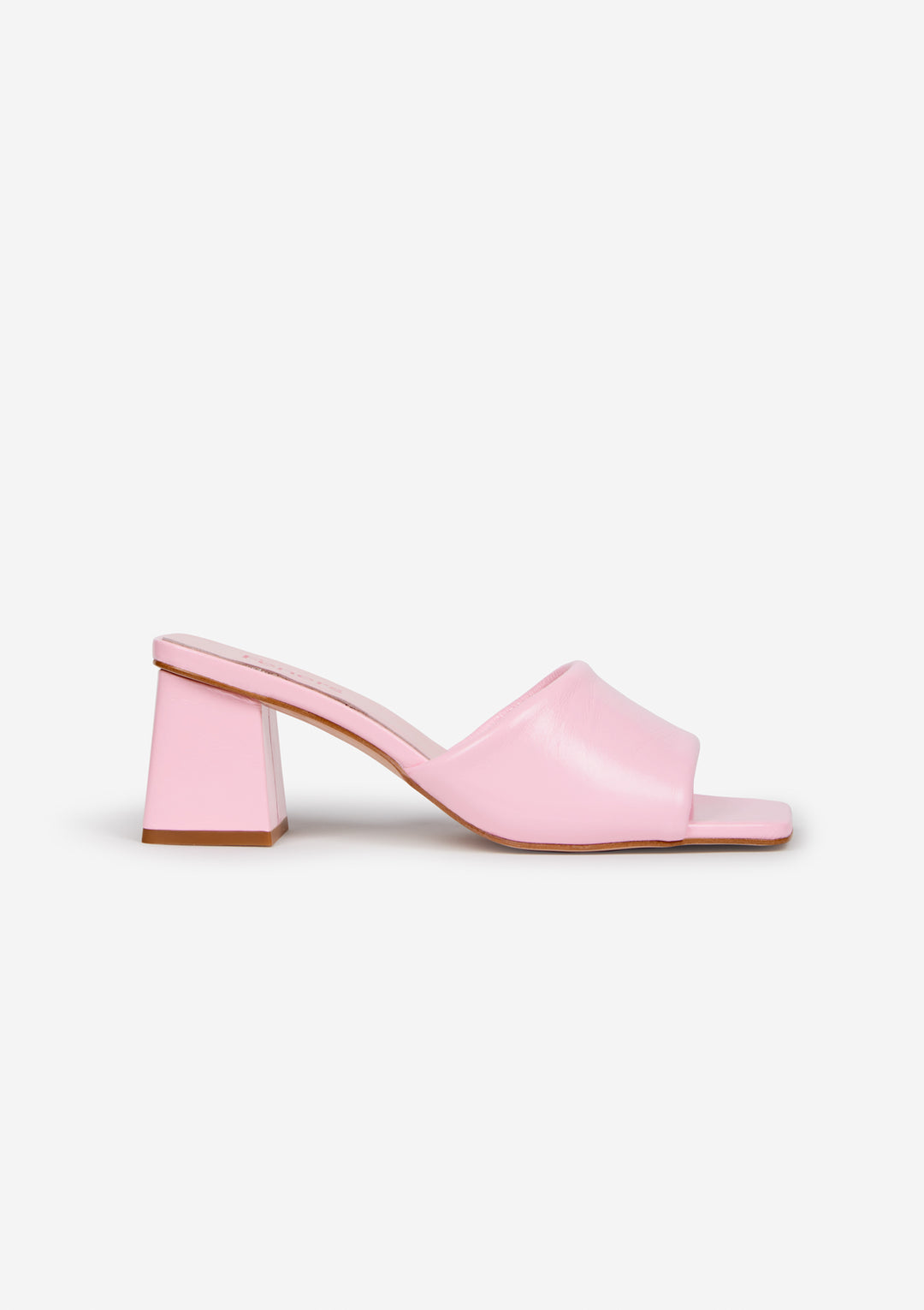 Mules à talons roses en cuir certifié - mule gum