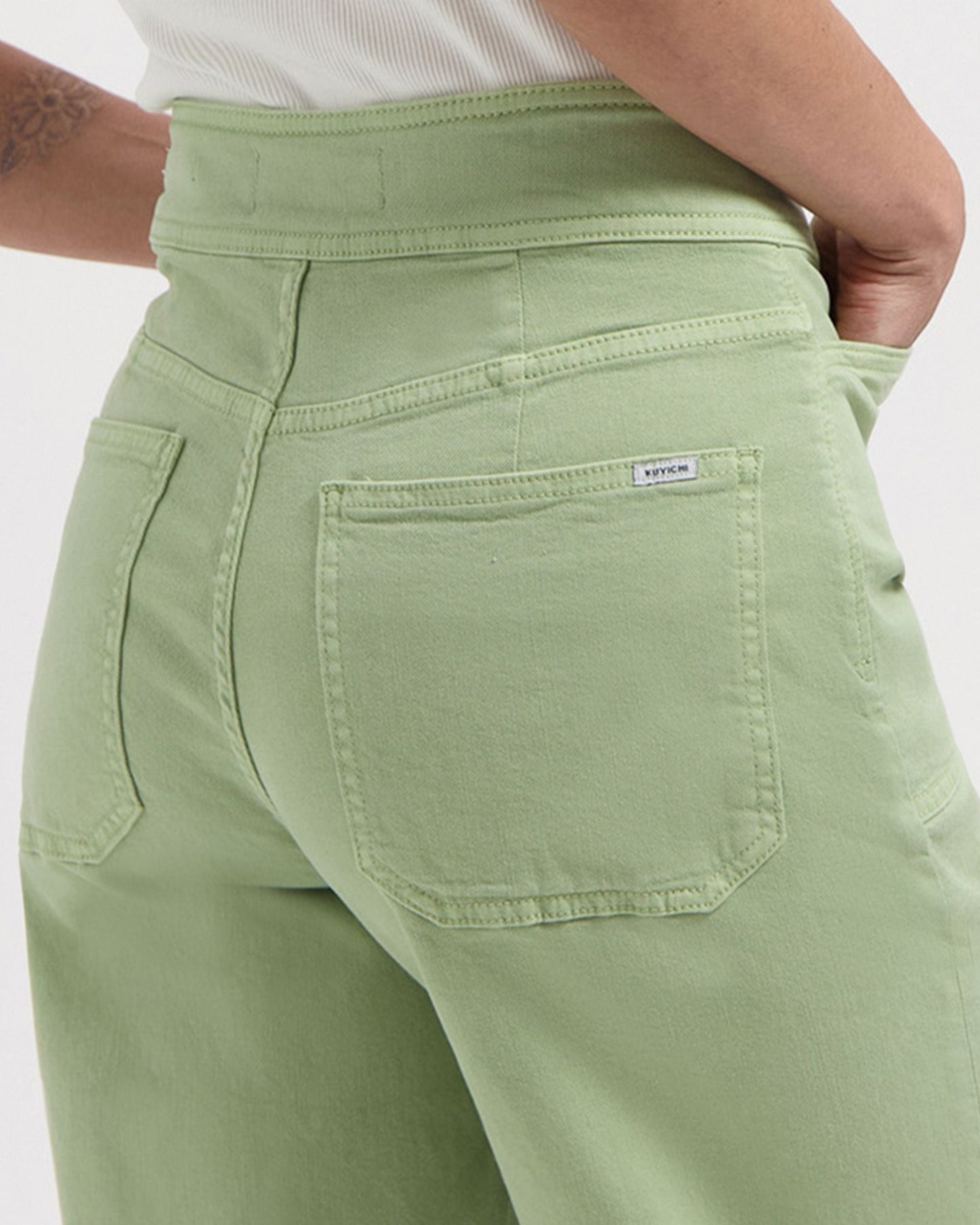 Pantalon ample en tencel et coton bio | Vert "farrah worker sage green"
