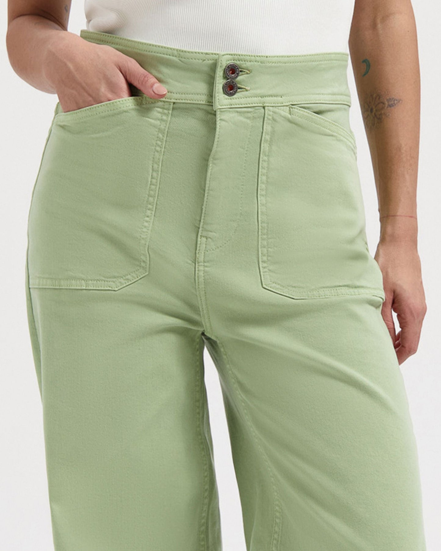 Pantalon ample en tencel et coton bio | Vert "farrah worker sage green"