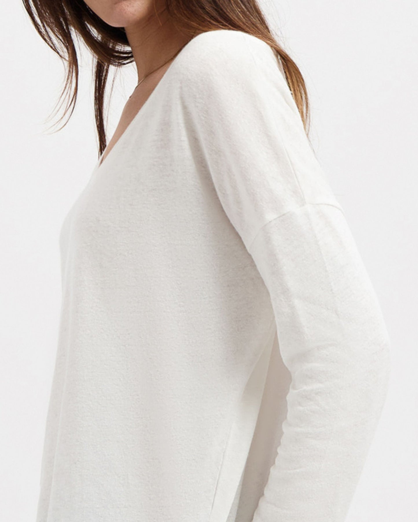 T-shirt manches longues en lin et coton bio | Blanc "yulia tee off white"