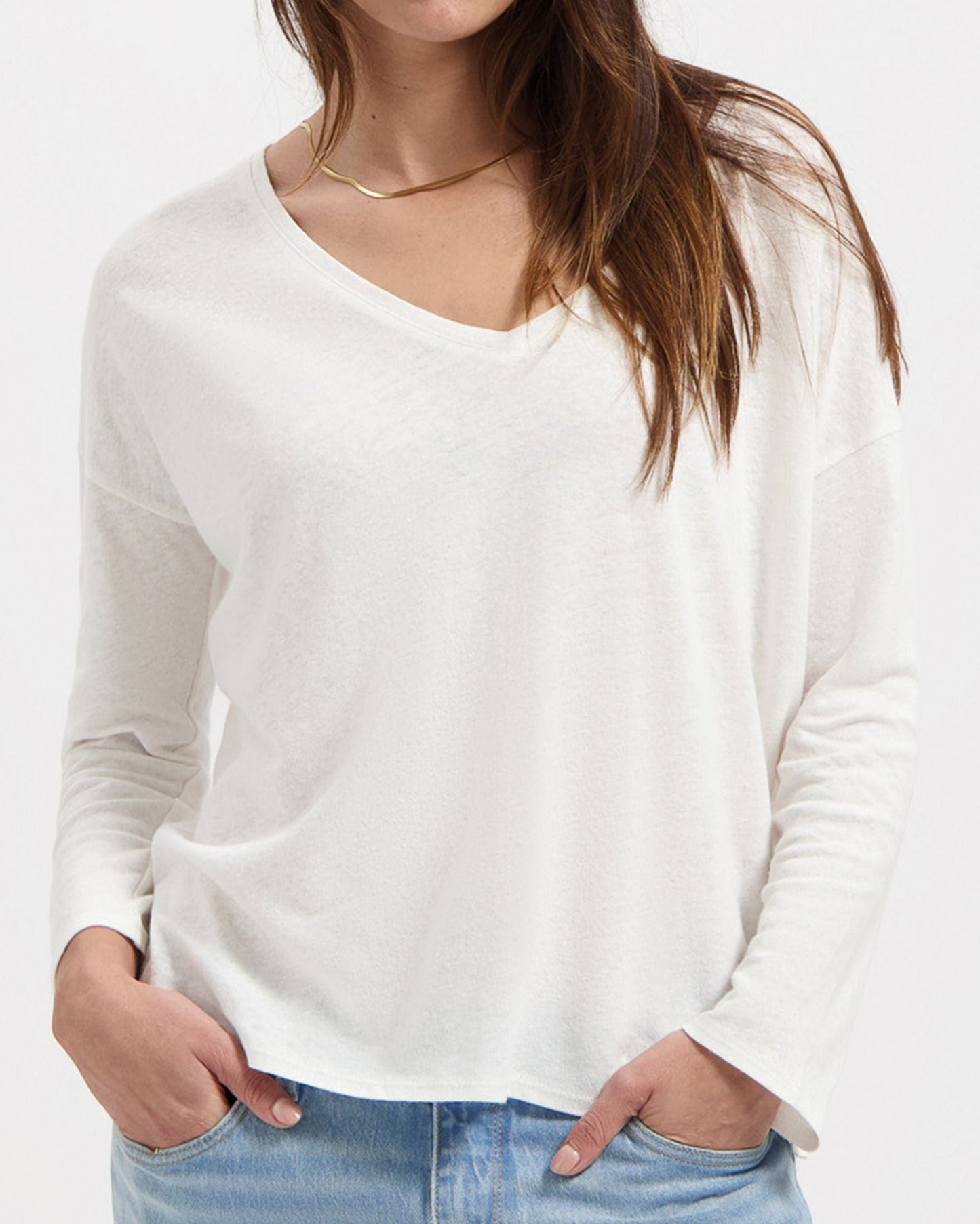 T-shirt manches longues en lin et coton bio | Blanc "yulia tee off white"