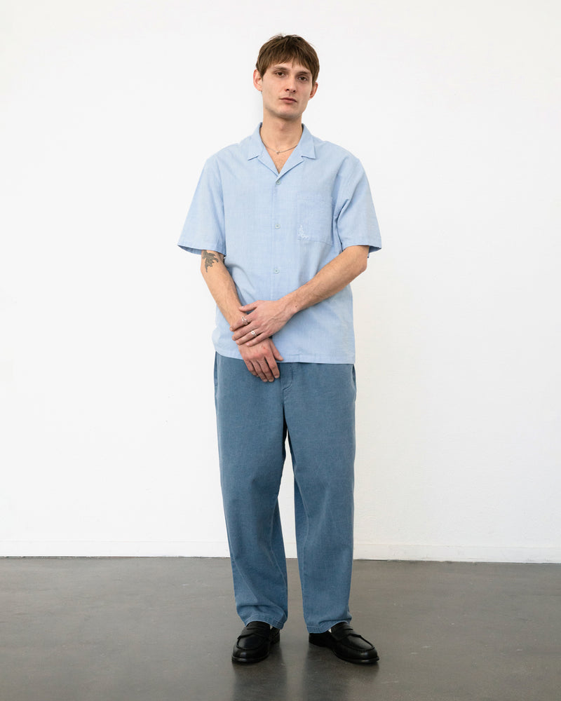 Chemises manches courtes en coton bio | bleu "bowling shirt - dusty blue"