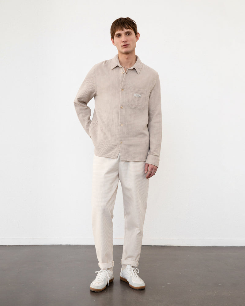 Chemise en coton bio | beige "casual shirt - washed sand"