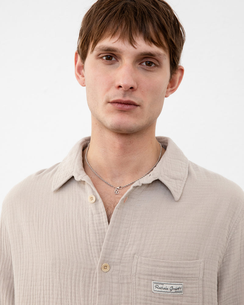 Chemise en coton bio | beige "casual shirt - washed sand"