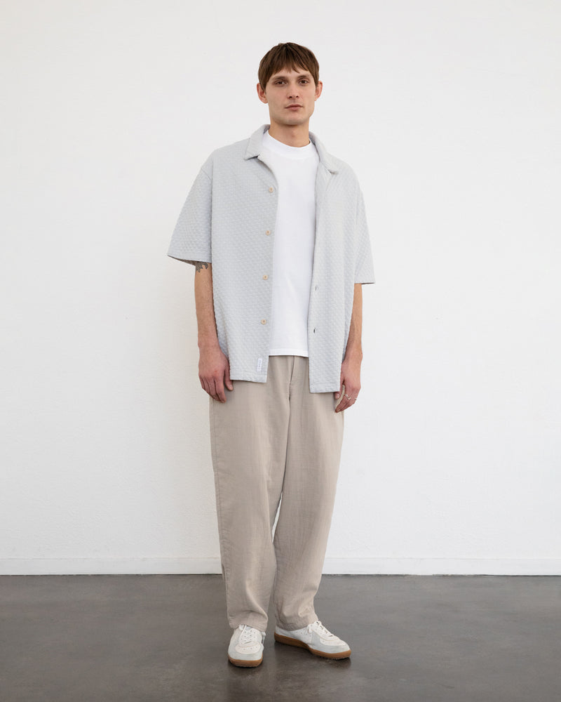 Chemise en coton biologique | gris "Knit bowling shirt - moonlight grey"