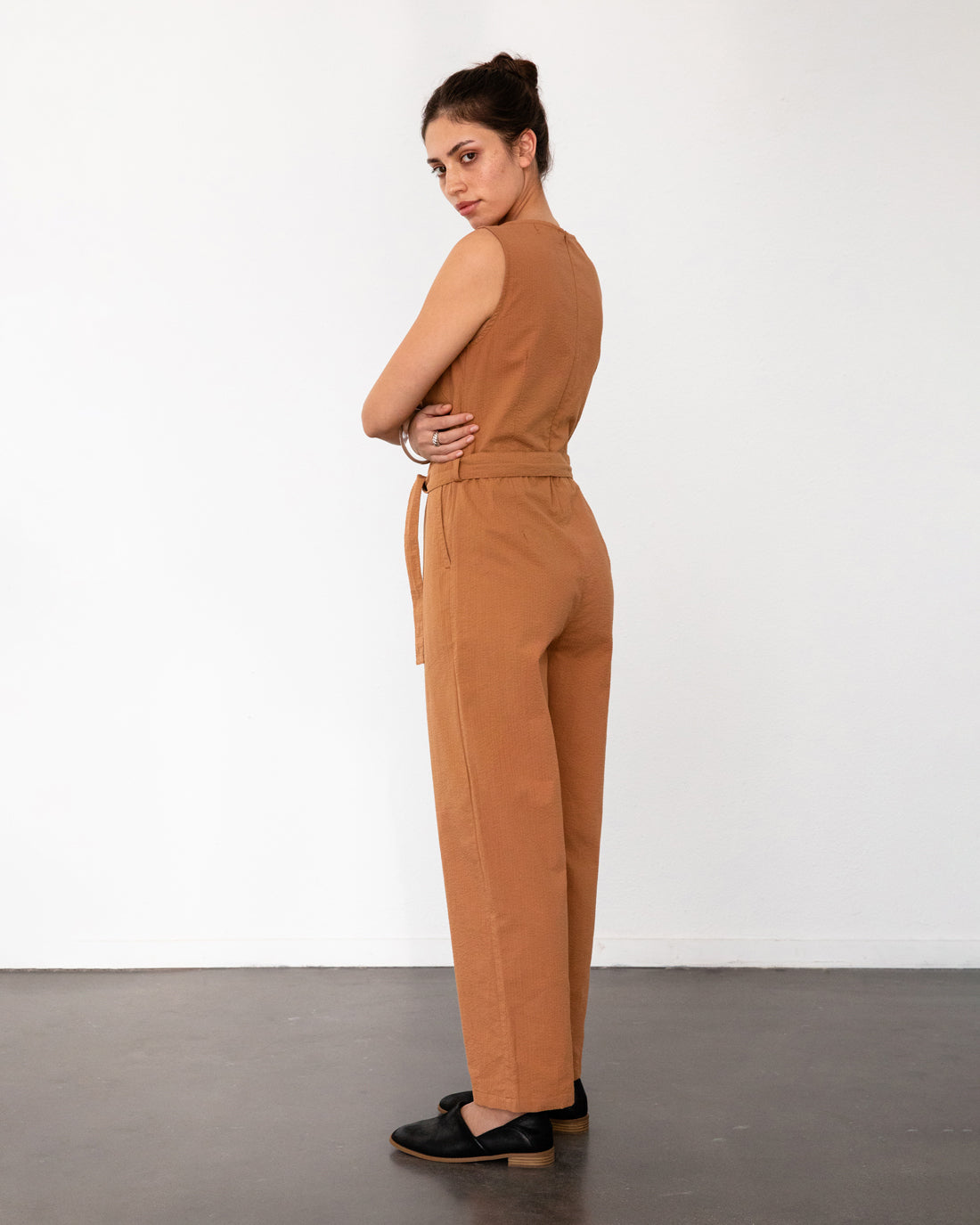 Combinaison en coton bio | marron "Jumpsuit - caramel brown"